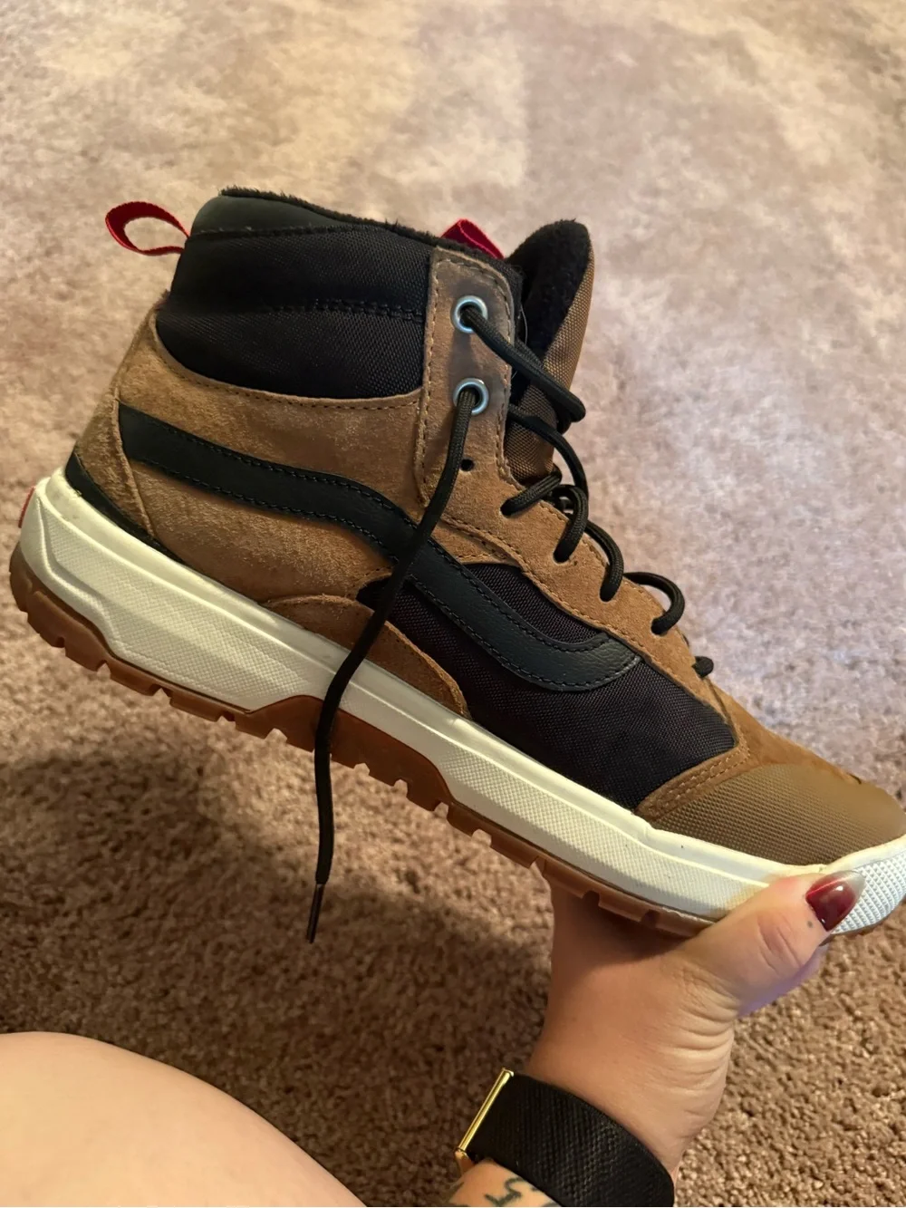 MT Men's Mid-Top Hiker Boot in Brown, Black and Red Accents
